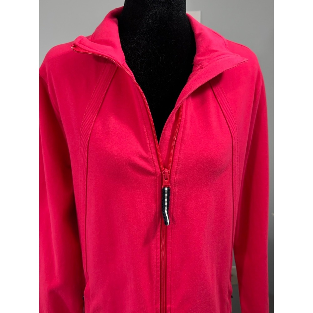 Talbots Bright Coral Pink Workout Jacket Large Slim Fit